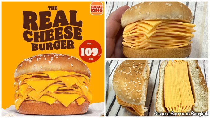 اضافهشدن یک ساندویچ عجیب در منوی رستورانی در تایلند با ۲۰ ورقه پنیر/ عکس