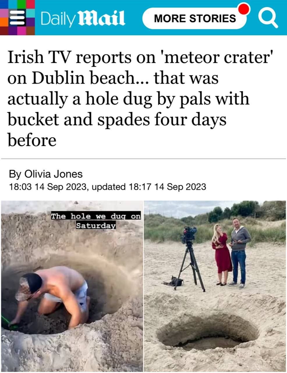 ماجرای خنده‌دار حفره‌ای در ساحل که قرار بود یک «رویداد کیهانی» بزرگ باشد/ عکس