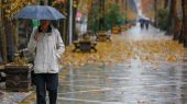 عکسی از هوای بارانی و مردمی که چتر به دست دارند