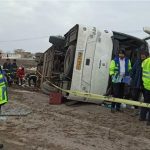 ۴ مصدوم در پی واژگونی اتوبوس در بزرگراه تهران–کرج